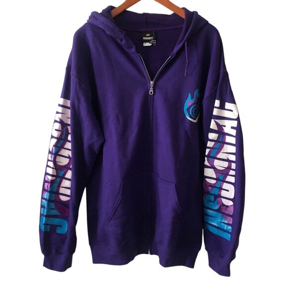 Men's Insomniac Fireball Full Zip Hoodie Purple Streetwear Merch Size Large
